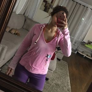 Pink ROXY v-neck hoodie